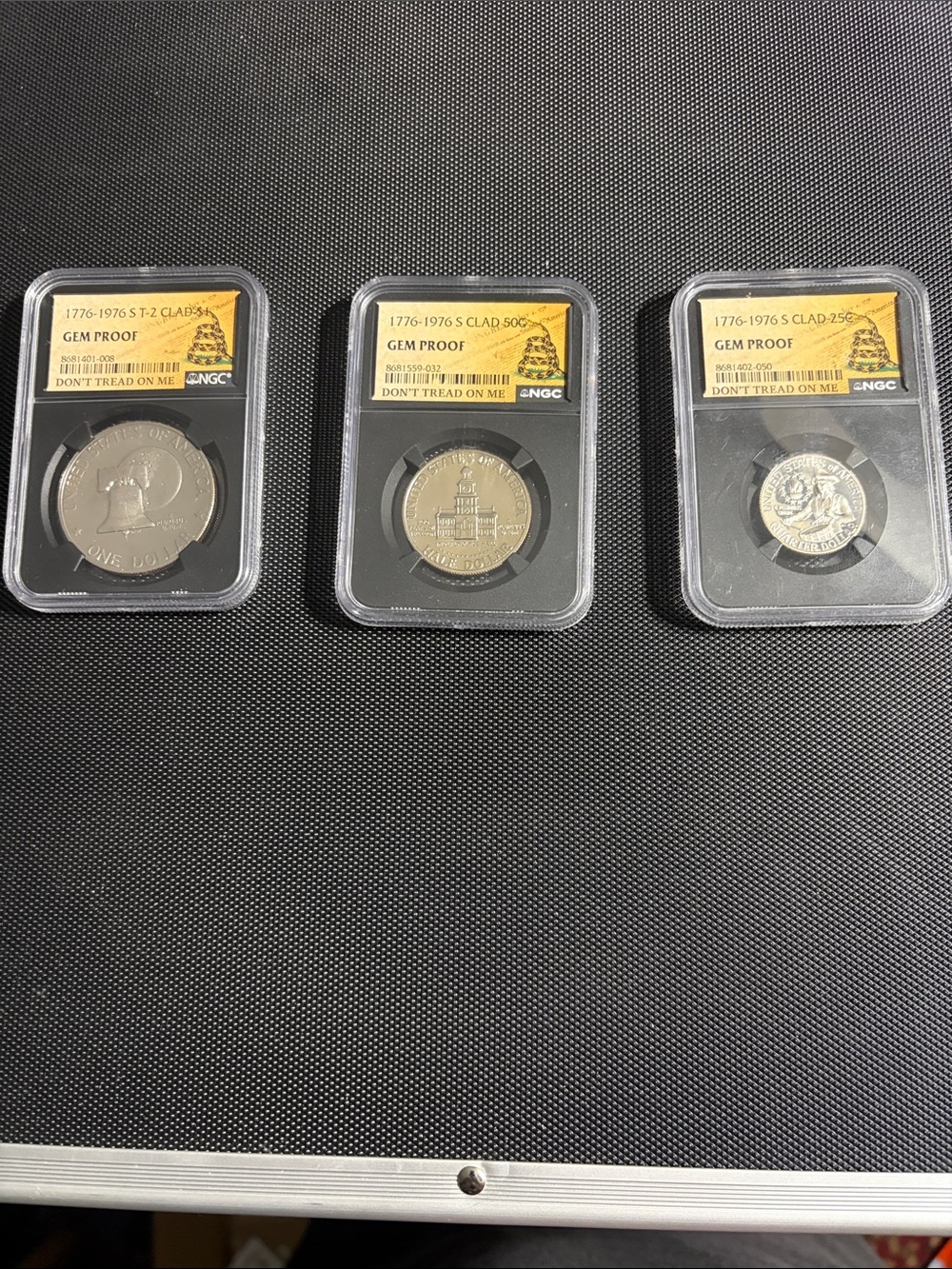 Set of Three NGC Graded Proof Commemorative Coins - clad